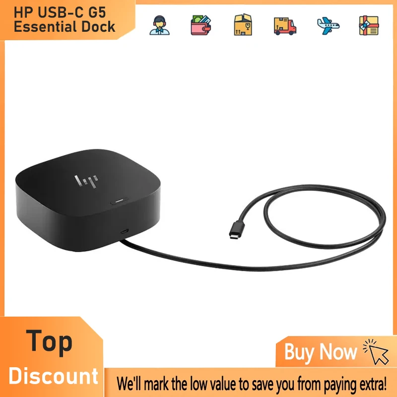 HP USB-C G5 Essential Dock 72C71AA HP USB-C Essential Dock Docking Station pre USB-C / Thunderbolt povolený laptop G5 Dock