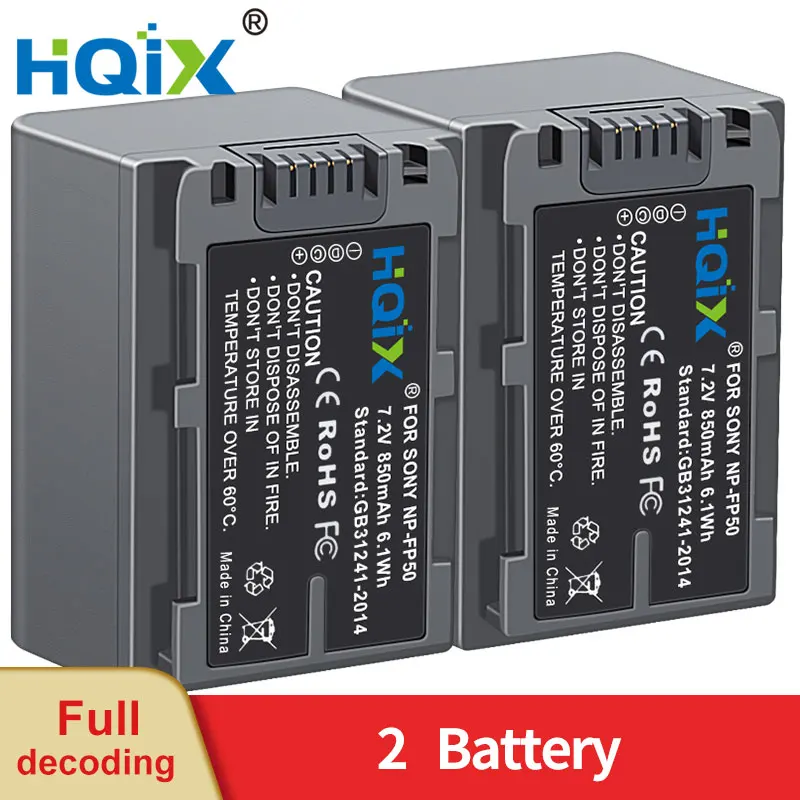 HQIX pre Sony DCR-HC65 HC85 HC96 HC32 SR40 SR50 SR60 SR70 SR80 SR100 HC3 30 CAMOANA NP-FP50 nabíjačka