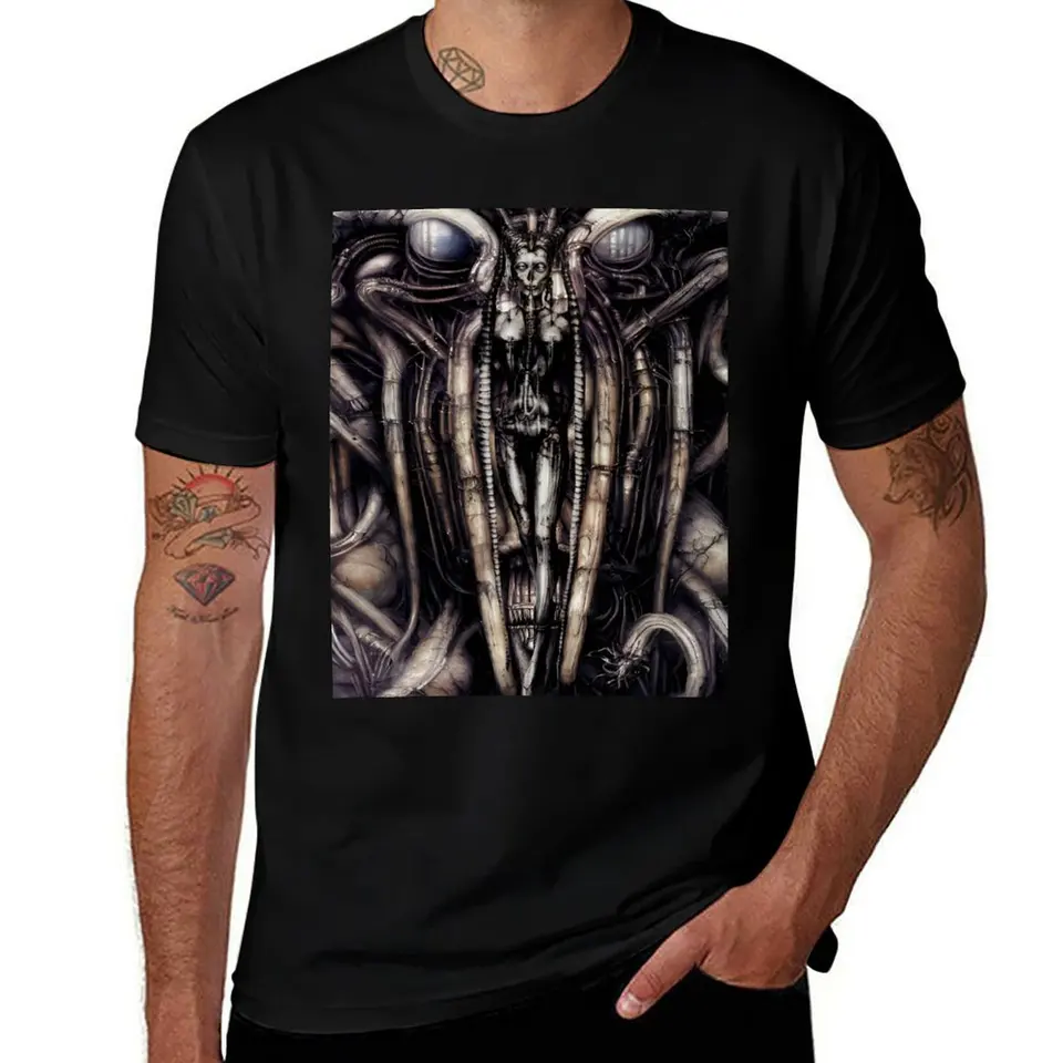 HR Giger Lilith Steampunk Gold Tričko Rapper Grafické odpaliská Vintage odev s krátkym rukávom TEE pánske veľké a vysoké tričká