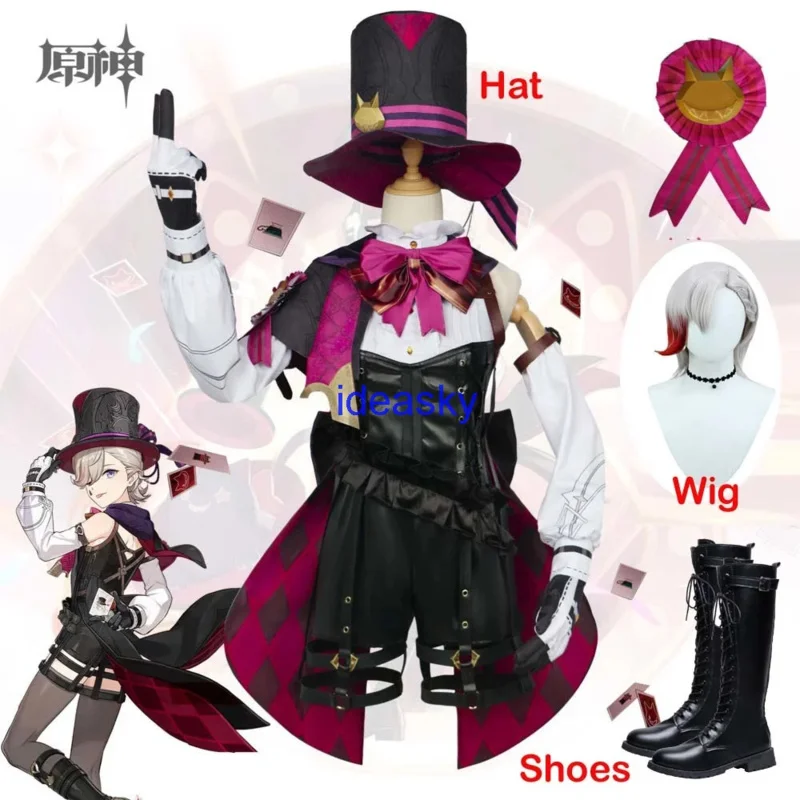 Hra Anime Lyney Cosplay Genshin Impact 3xl Hat Pants Party Plus veľkosť xxxl vlasové špendlíky Lardoo Men topánky topánky Jednotný kostým oblečenia