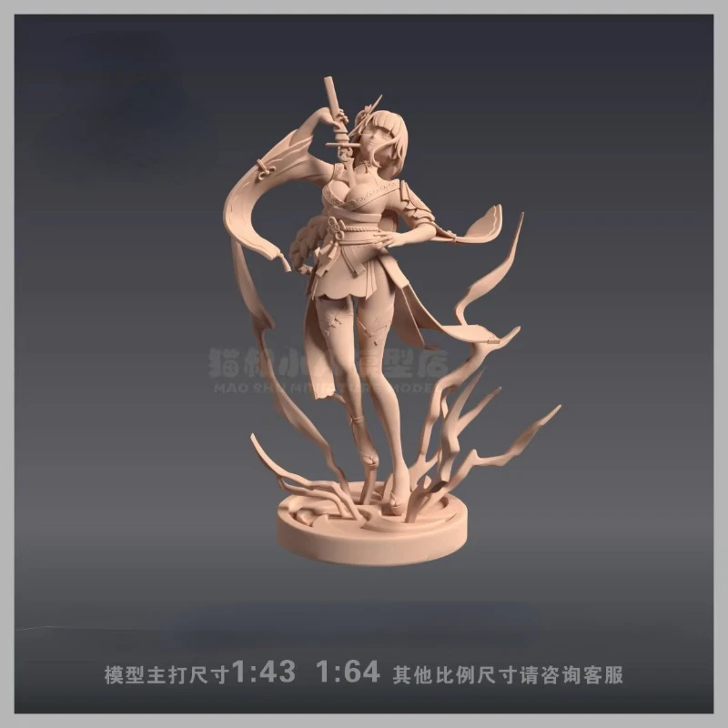 Hra Anime Periférska figúrka Genshin Impact Raiden Shogun 1/64 1/43 živicový biely model GK bezfarebný model Classic Hand Do