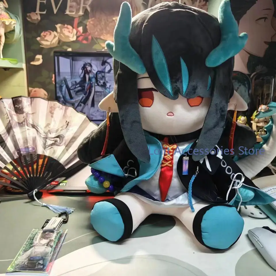 Hra Arknights Dusk Anime outfit sedenie tela Plush vankúš Cosplay 40 cm figúrka Plushie Soft Cushion Dragon's Horn Dragon Tail