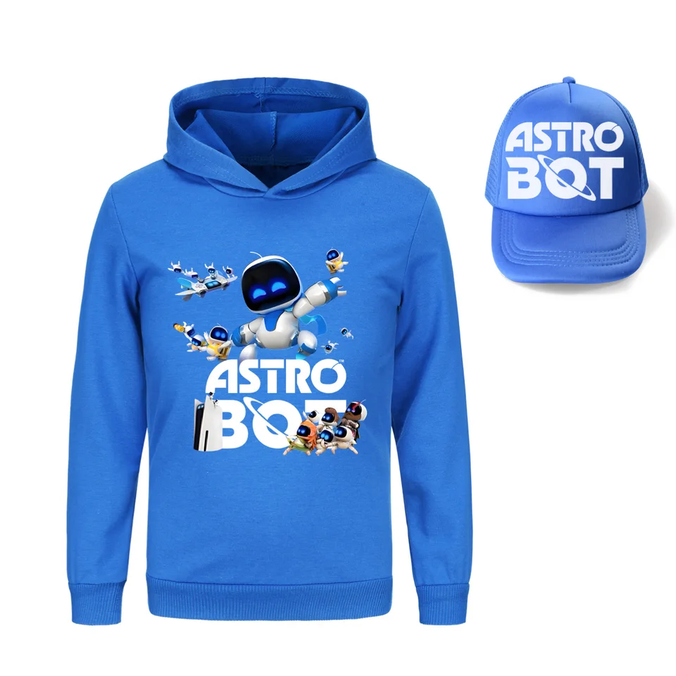 Hra Astro Bot Hoodie Children Cartoon Astrobot Hoodies Boys s kapucňou mikiny a slnečné kapucň