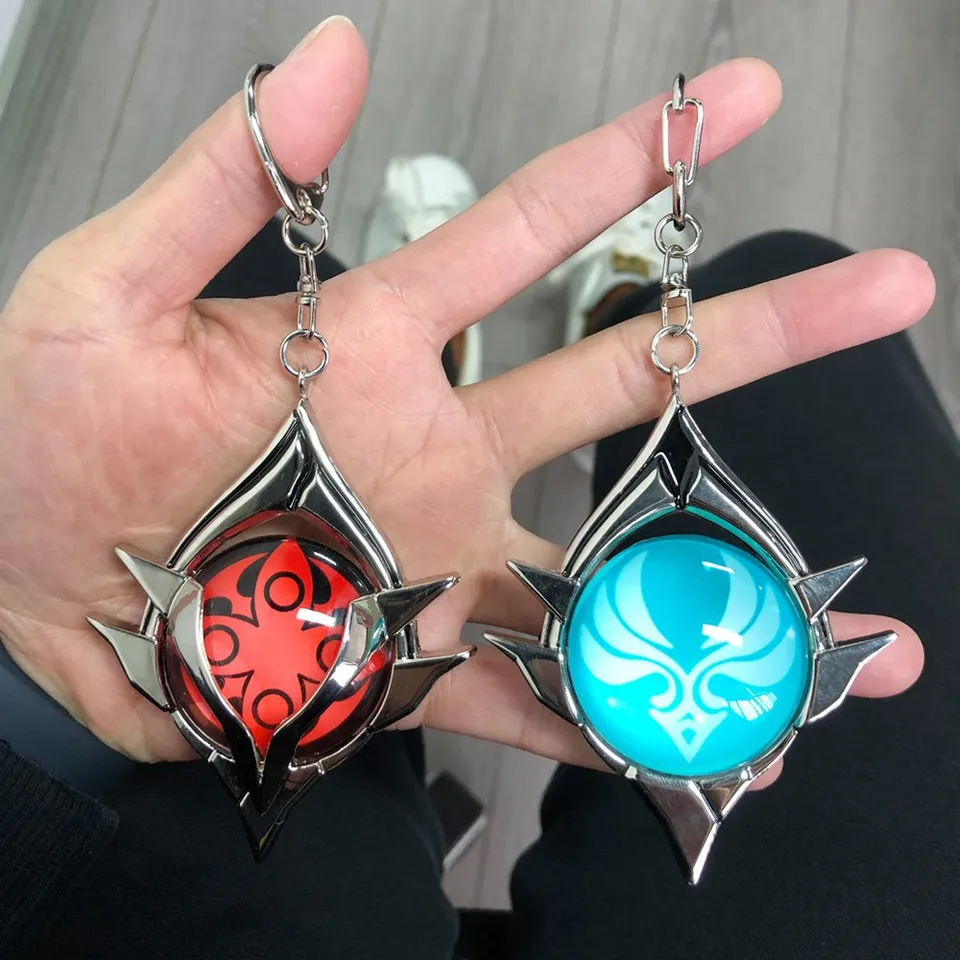 Hra dopad očí Boha Keychain Metal Kvalitný drobný drobný drievko Mondstadt liyue prístav