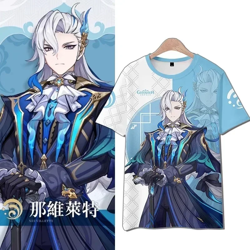 Hra Genshin Impact Neuvillette Cosplay kimono Neuvillette kostým 3D tlač haori cloak módne večierky Tops Streetwear tričko