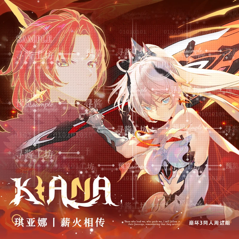 Hra Honkai Impact 3 Himeko Kiana Kaslana Cosplay Acryl Stojan Model Plate Collection Collection Laser Ticket Odznak brošňa PIN