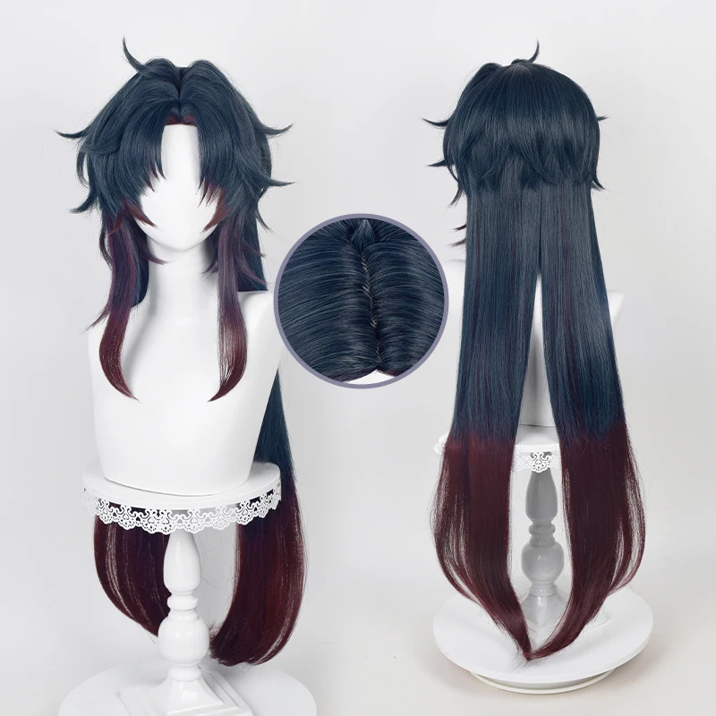 Hra Honkai: Star Rail Blade Cosplay parochňa 100 cm tmavo modrý gradient červené vlasy tepelne odolné voči halloweenskej párty anime parochne + parochňa čiapka