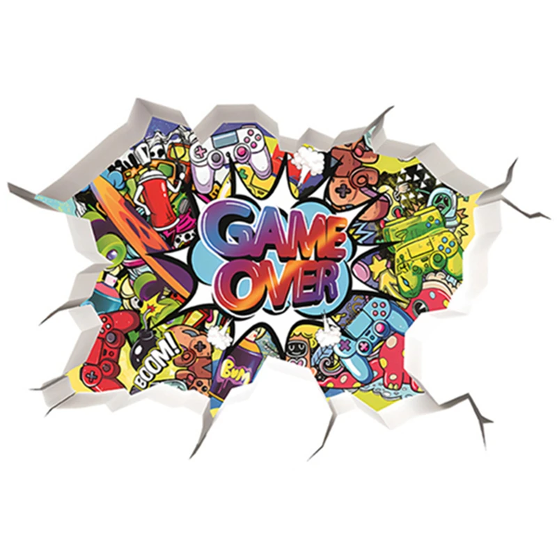 Hra nad kreatívnymi nástennými maľbami graffiti gamepad 3d vinylové nástenné nálepky pre domácu dekoráciu herná miestnosť detská spálňa Plagát Plagát