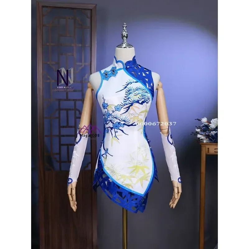 Hra Naraka: Bladepoint Yoto Hime The Demon Sword Cosplay kostým Qipao Porcelain Hue Full Set Wig Halloween Party Outfit