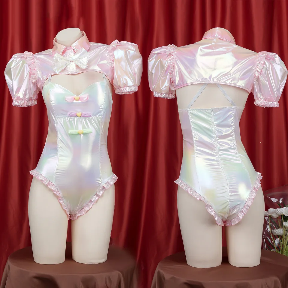 Hra Needy Girl predávkovanie Kangel Bodysuit anime laserové plavky kostýmy cosplay ružové roztomilé bodyit rola hre Outfits Halloween