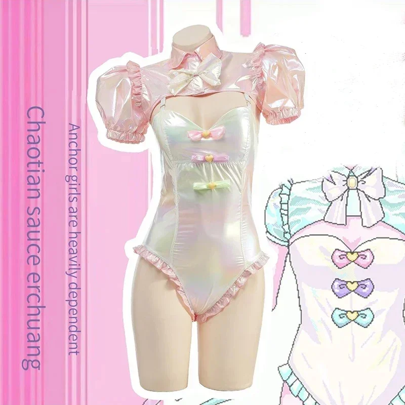 Hra Needy Girl predávkovanie Kangel Cosplay Bodysuit Anime laser plavky