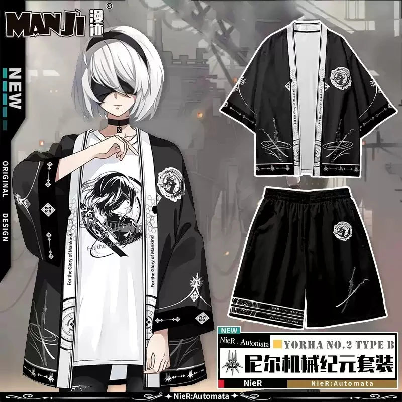 Hra Nier Automata Anime Tirlk Clothing Tradičné haori cosplay kimono + šortky Ženy Men japonské streetwear wardigan yukata