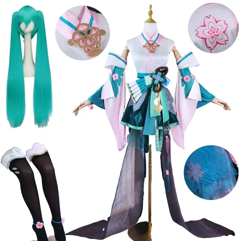 Hra Onmotorola Ji Linkage Miku Cosplay Full Set Miku Cosplay Fairydress Kimono Yukata Wig Outfit Uniform Halloween Halloween