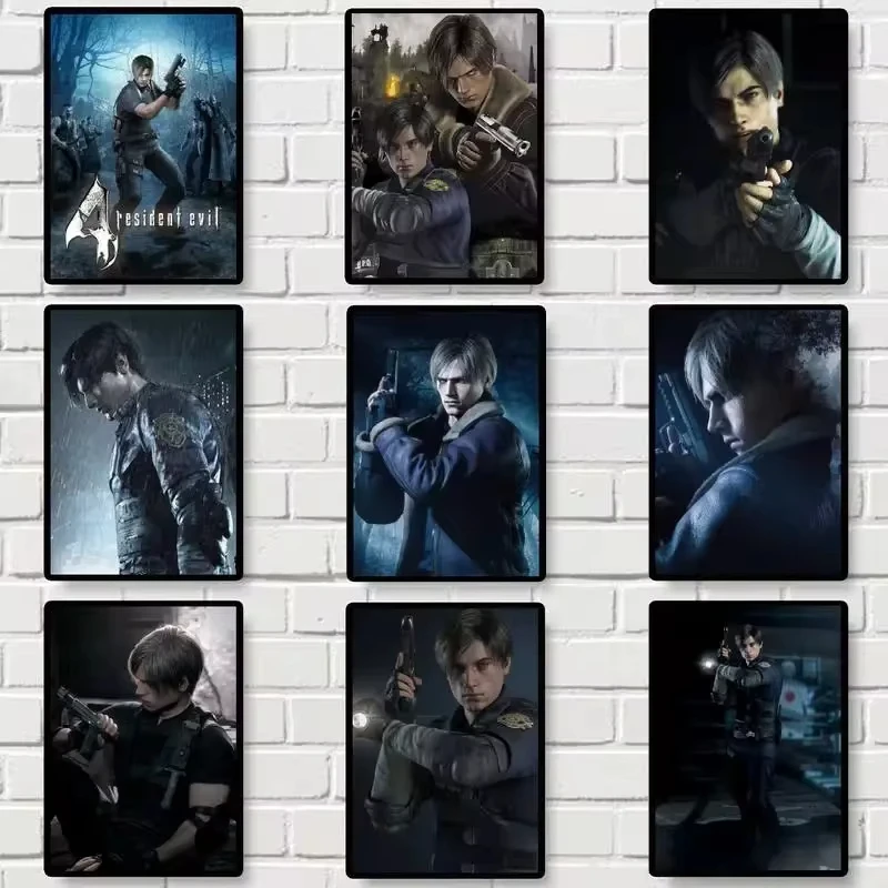 Hra R-tuláka Leon Kennedy Evil Plaght Print Wall Picture Obývacia izba Domáce dekorácie Obýva