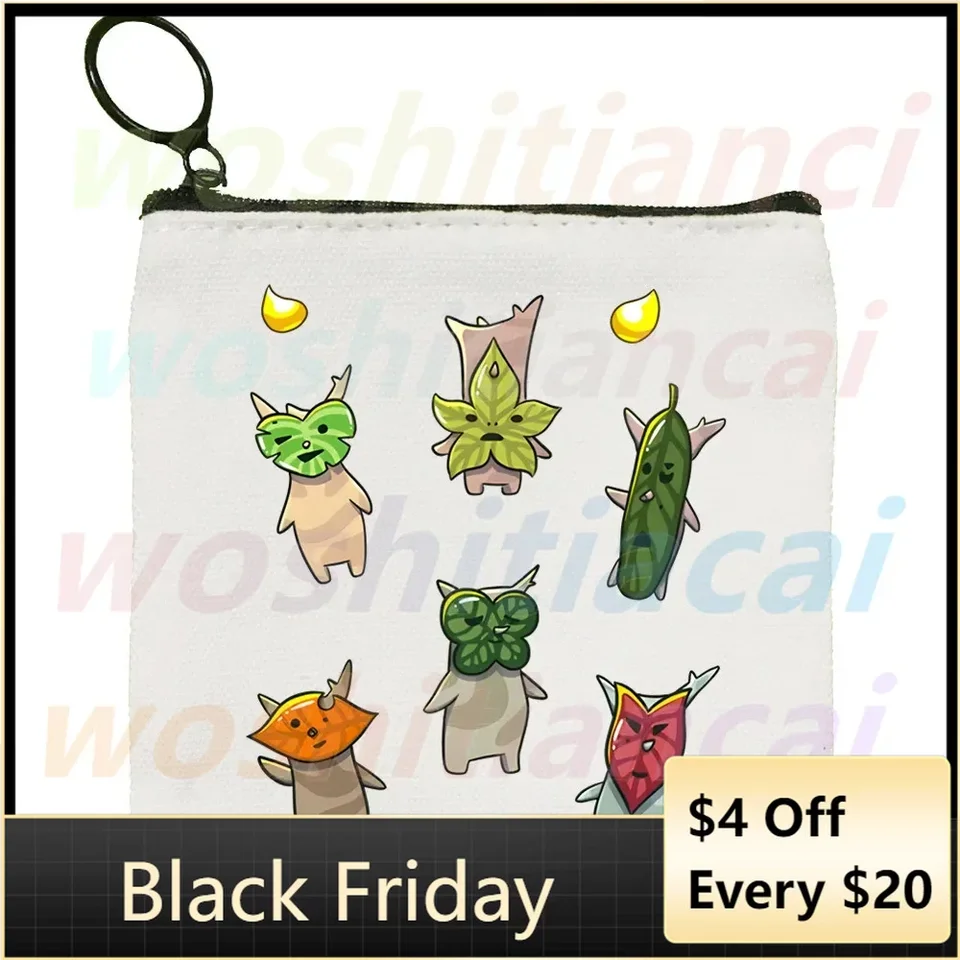 Hra roztomilý list malé monster plátno mincová kabelka vlastné úložné puzdro Canvas Bag New Coin Bag Key Coin