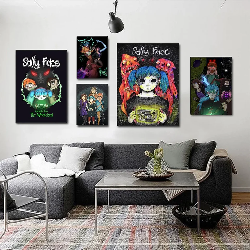 Hra Sally Face Anime plagáty lepivé ozdobné nástenné nálepka pre obývaciu izbu dekorácia