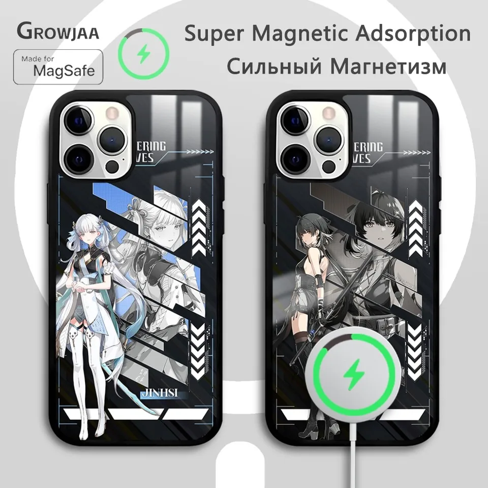 Hra Wuthering Waves Zhezhi telefónny puzdro pre iPhone 16 15 14 13 12 11 Pro Max Plus Mini nové Magsafe Mirror Wireless Magnetic Cover