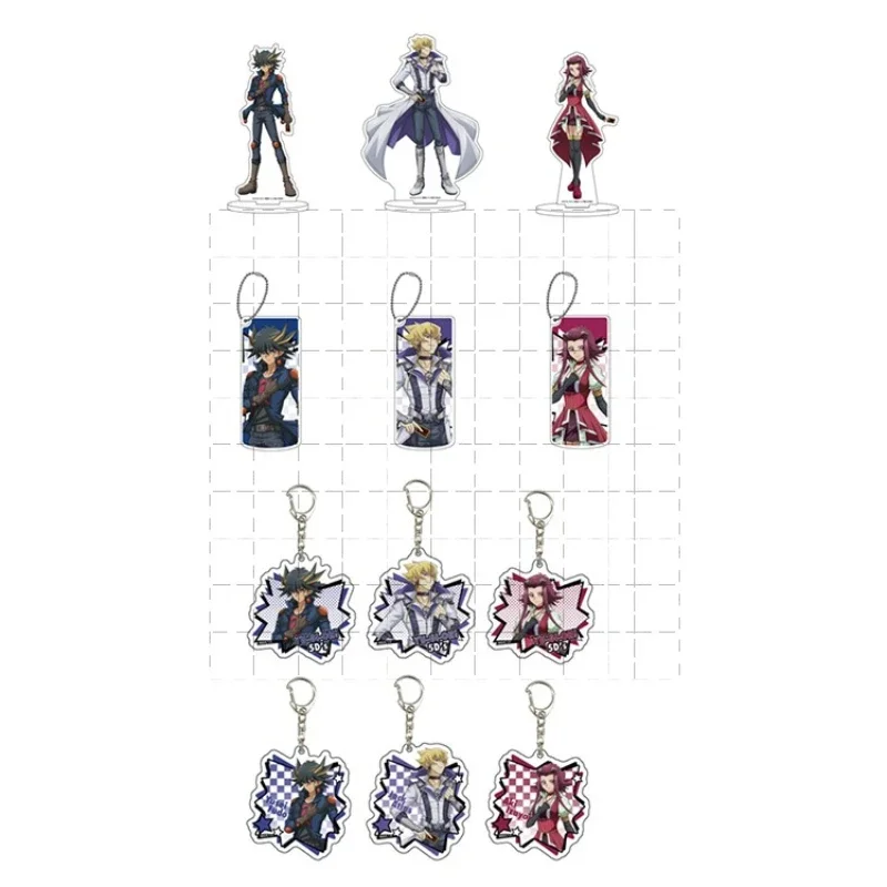 Hra yu-gi-oh! 5D's Acryl Stand Farba Anime Anime Yugioh Fudo Yusei Jack Atlas Akiza Izinski Keychain Keyring Darček prívesok