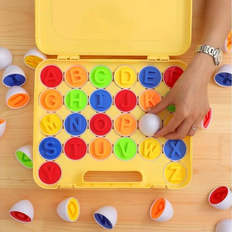 Hračka inteligentných vajíčok pre deti 2 až 4 roky Montessori Vzdelávacie hračky Abeceda Čísla Tvarov Zodpovedajúce puzzle deti pre batoľatá hry