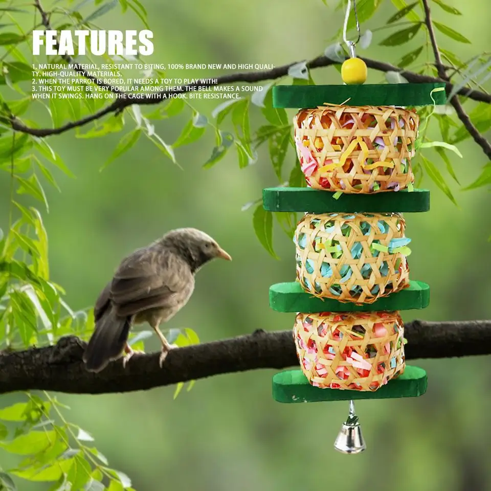 Hračka na papagáj pre vtáčie hračky pre papagáje Parrots Pets Pets Wooden Zhryzne špajle Cockatiel Cage Decoration Rattan Paper Think Parrot Parrot Hray