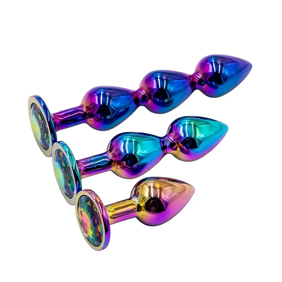 Hračky análneho zástrčky pre ženy pre ženy Color Anal Plug Tri korálky Metal Anal Plug Bead Sex Sex Hračky Hračky sexuálne oblečenie pre ženy