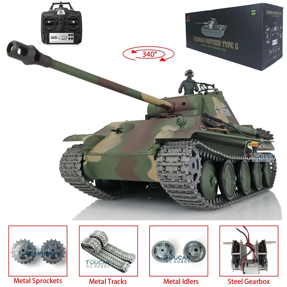Hračky Heng Long 1/16 Stupnica 7,0 RC Tank 3879 Modernovaný nemecký panther G RTR kovové stopy diaľkové ovládanie vozidla pre chlapcov TH17488-SMT4
