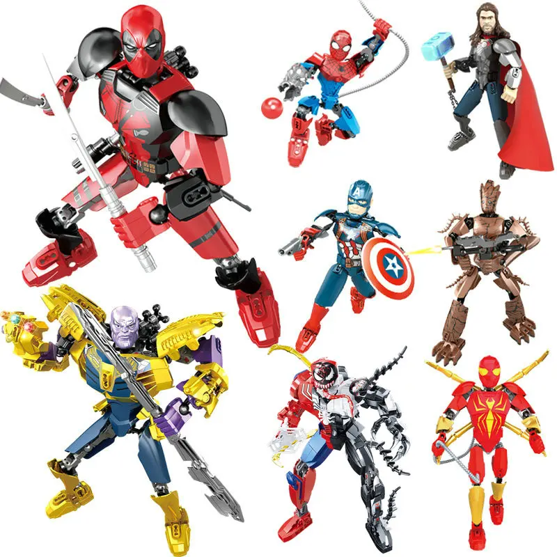 Hrdina Budova postava Iron Big montáž figúrky budov Blokovanie tehál Akčné hračky kompatibilné s darčekmi zbierky lego pre dieťa