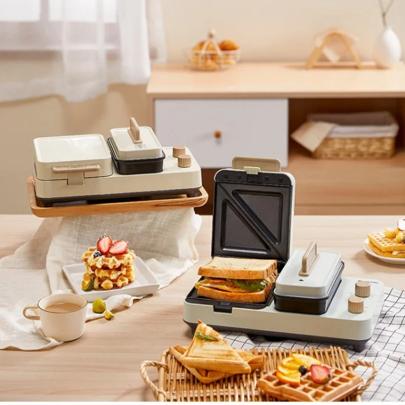 Hriankovač sendvičový raňajkový stroj Domácnosť s malými ľahkými potravinami Lazy Multifunction Waffle Toast Press a pečieme