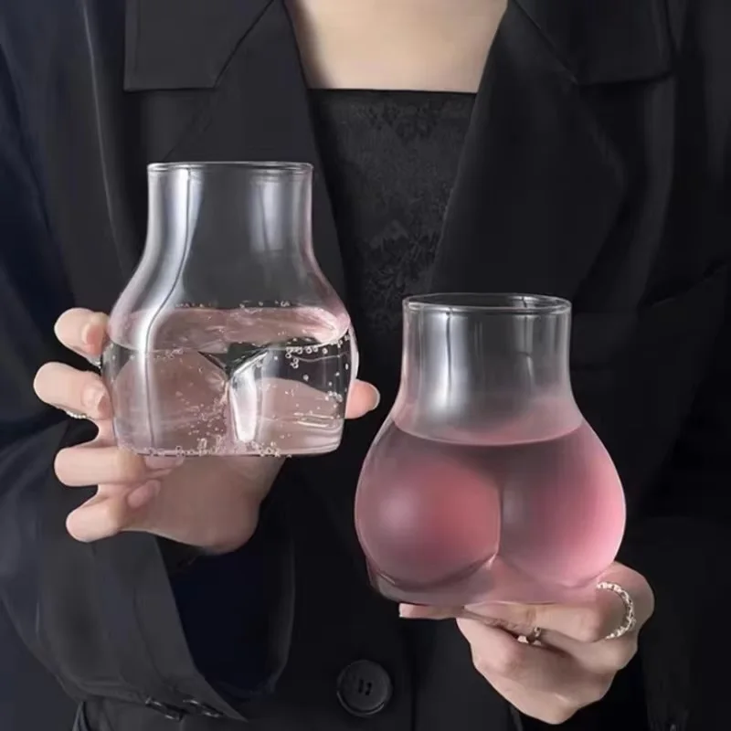 Hrnček na zadok v tvare 450 ml Funny hrnček na zadok hrnček hrubý čistý borosilikátový sklo Dámske teleso zadok šálka vtipná dospelí hrnček pre mliečnu vodu