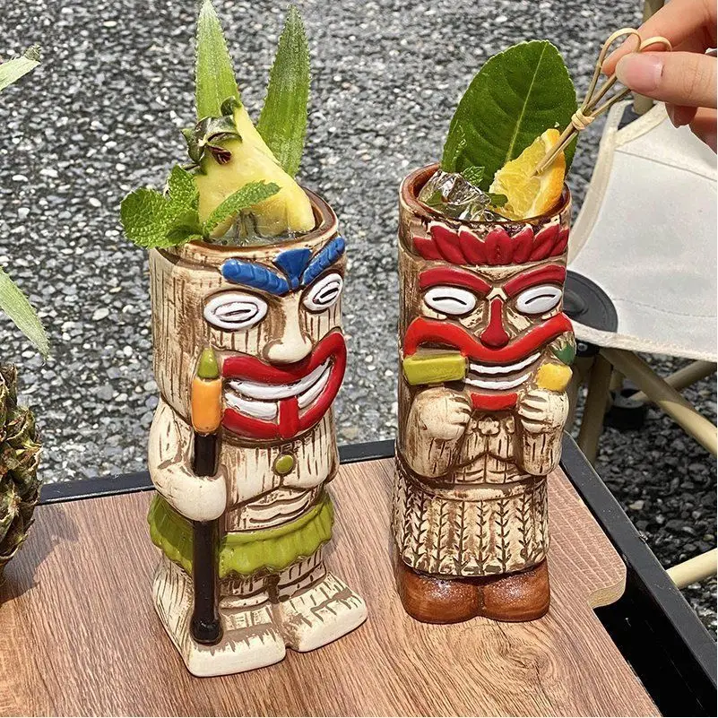 Hrnček tiki havajský koktail šálky kreatívne keramické vtipné šálky tiki hrnčeky pivo nápojový nápoj hrnčekový hrnčekový bar