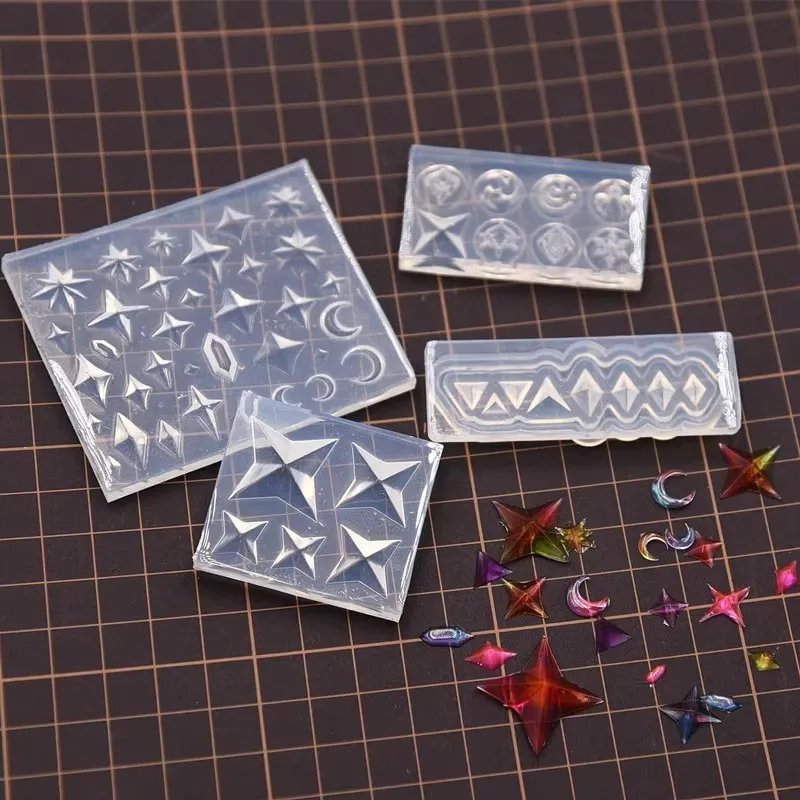 Hrnčiarska hlinená rhombus diamantová tvarová forma Silikónová forma UV Glue Hviezda Mesiac náušnice DIY Silikónové formy náradie