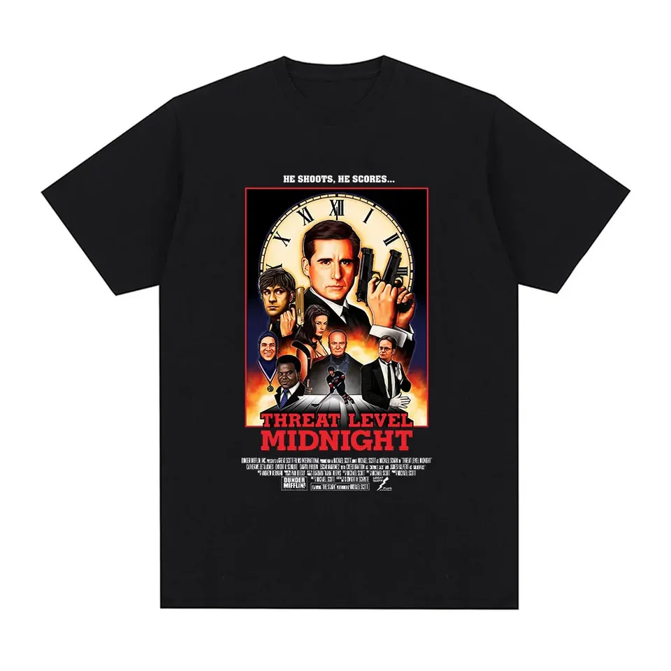 Hrozba na úrovni Midnight Michael Scott Salute Tshirt Televízny seriál Office Dwight Schrute Jim Halpertwomens Tričko Tričko v štýle štýlu štýlu