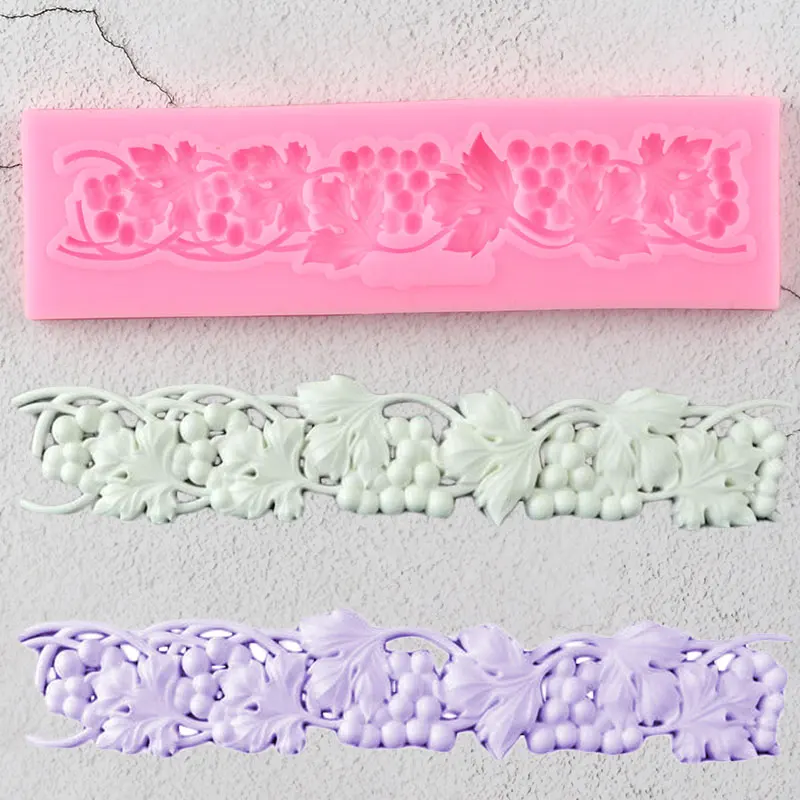 Hrozný vinič čipky hranička Fondant Folmy reliéf silikónová forma koláč zdobenie náradie Candy Polymer Clay Chocolate Fors