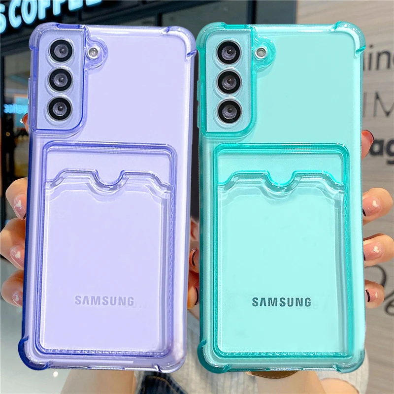 Hrubá karta vrecka peňaženka čistá puzdro pre telefón Samsung Galaxy S21 Fe S22 S23 Plus Fundas S21FE S22 S23 Ultra 5G Soft Cover Cover
