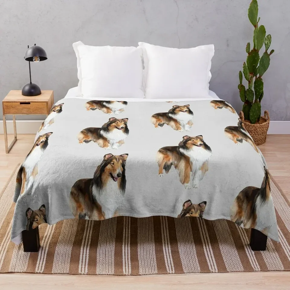 Hrubý Collie Ohromujúci vzhľad! Hodiť prikrývky na pohovku pokrývky