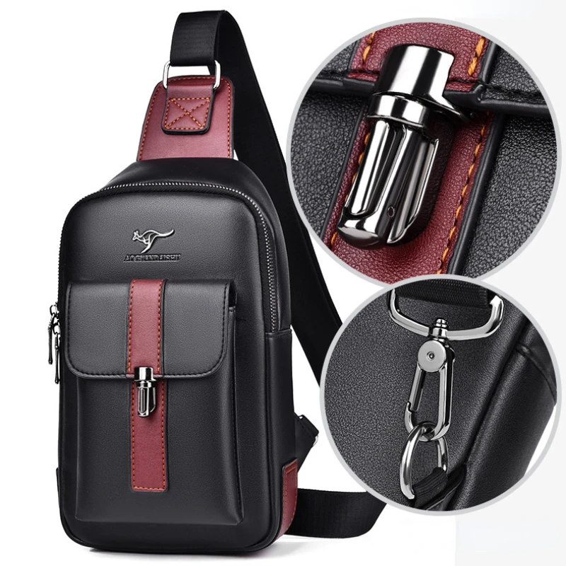 Hrudná taška Pánska kožená taška na rameno Sports Multifunkcia krížového tela beží nepremokavá výcvik Training Messenger Pack Handbag