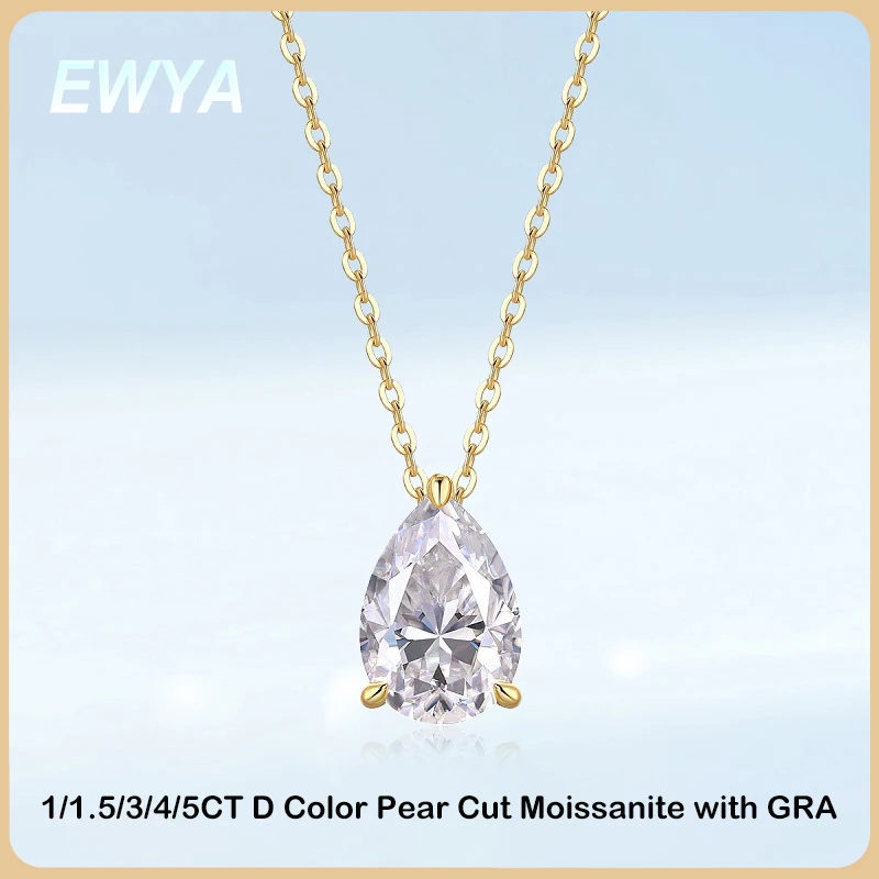 Hruška Ewya Hruška 1/1,5/3/4/5Ct D farba Moissanite prívesok náhrdelník pre ženy mužov 925