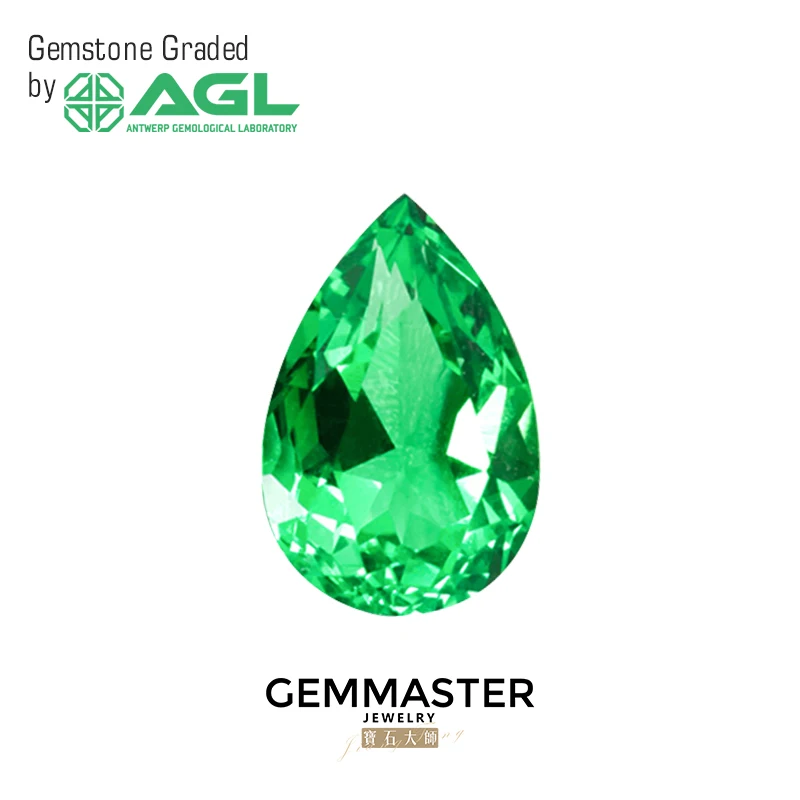 Hruškové laboratórium Grown Emerald Vivid Green s certifikátom AGL VVS vs Emerald Stone Hydrotermal Lab Emerald Colombia Color Green Stone