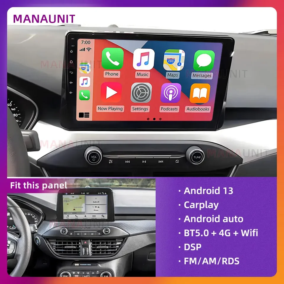 Hráč automobilov pre Ford Focus 2018 2019 Multimedia, CarPlay, Android Auto, Radio, Navigácia, GPS, Stereo, Head Unit, DVD, BT5, Smart Voice