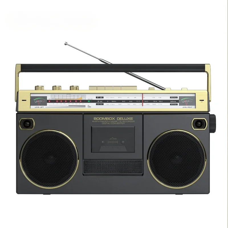 Hráč s rekordérmi 80. roky vintage nostalgické retro retro štvorproduktor kazetové rádio Radio