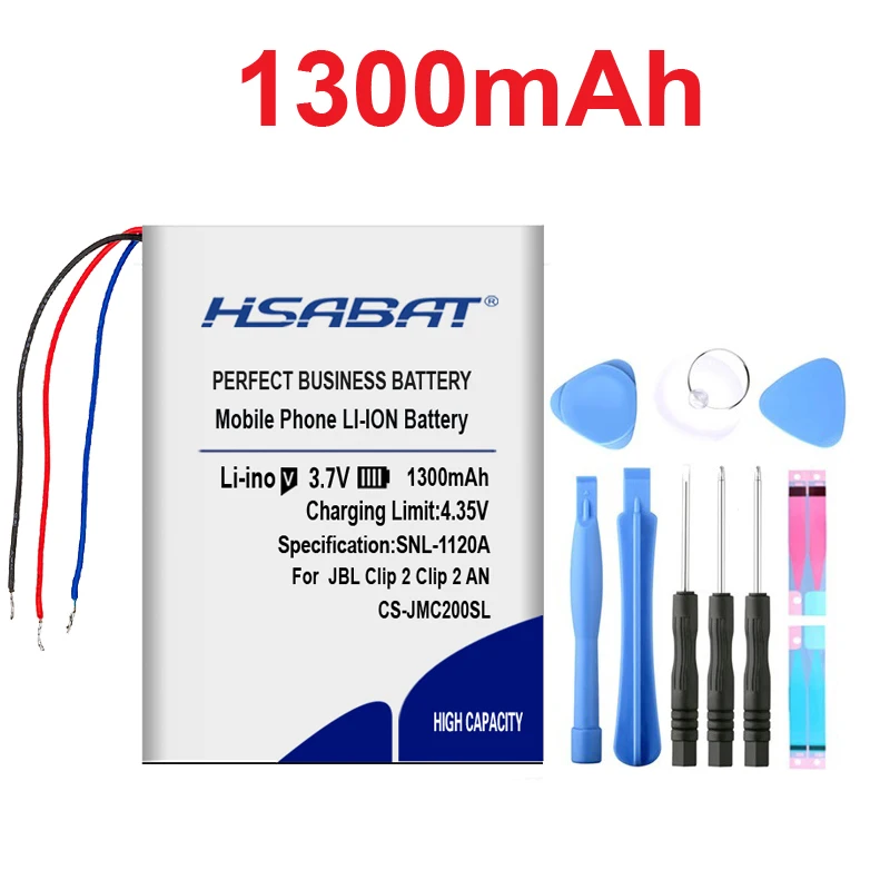 HSABAT 1300MAH GSP383555 Batéria pre klip JBL 2 Clip Plus, Clip 2 An, Clip2BLKAM, CS056US, P04405201