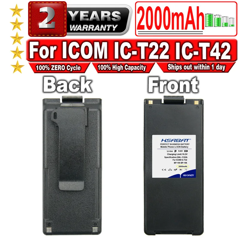 HSABAT 2000MAH BP-195 BP-196 Batéria pre ICOM IC-T22 IC-T42 IC-A4 IC-F3S IC-T2A IC-40S Air Band Transceiver FM Rádiá FM
