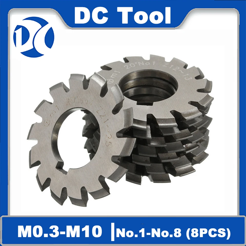 HSS Frhing Frhing Cutter M0,6 m1 m2 m3 m4 m5 m8 M8 Modulu stupne Disk Spur Gear Mleting Nutter Rovné zubné skosenie