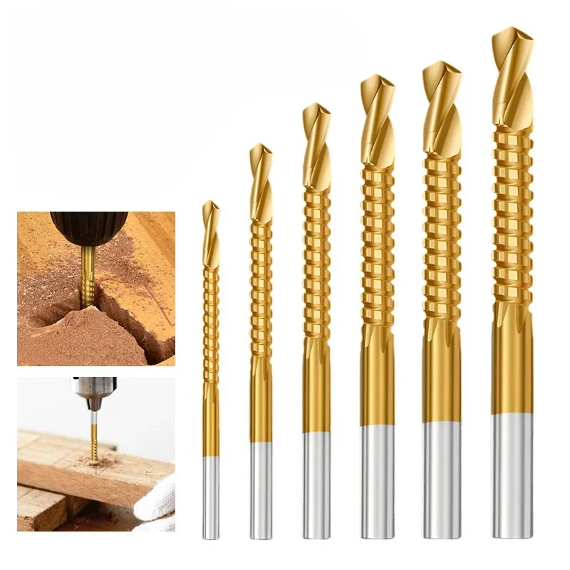 HSS Twist Vŕtacie bity súprava Titánový vŕtací vŕtačka Bit 3-8 mm zúbkovaná drážkovacia špirálová špirála zuba