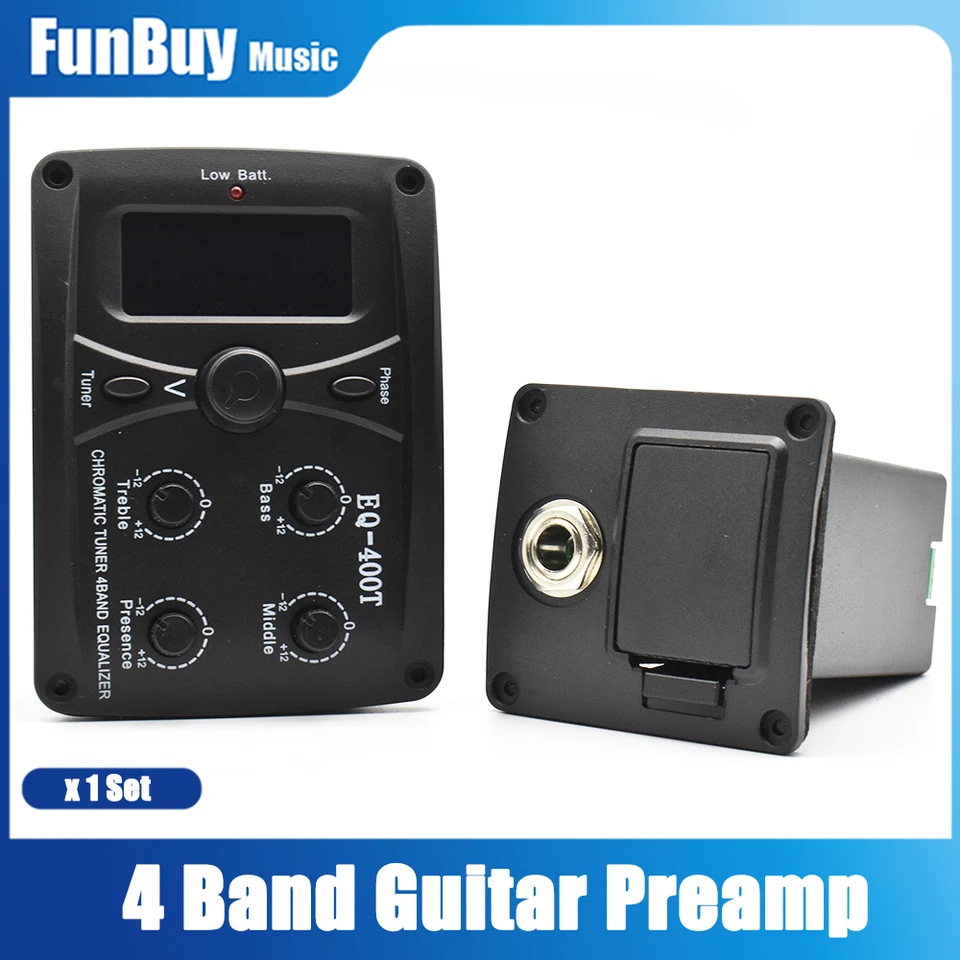 HSY-400G Guitar Pickup Akustic Guitar Pickup 4 Bands EQ Equalizer Preamp Piezo Pickup s LCD Tunerom