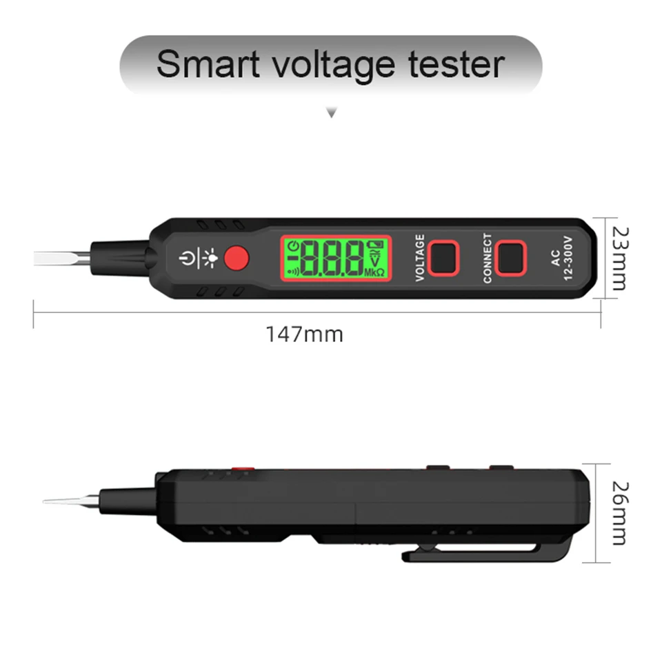 HT89 napätie detektor Pen Kontaktné pero Test pero vysoká citlivosť Indukcia testera napätia AC s podsvietením LCD zvukového svetla Alarm