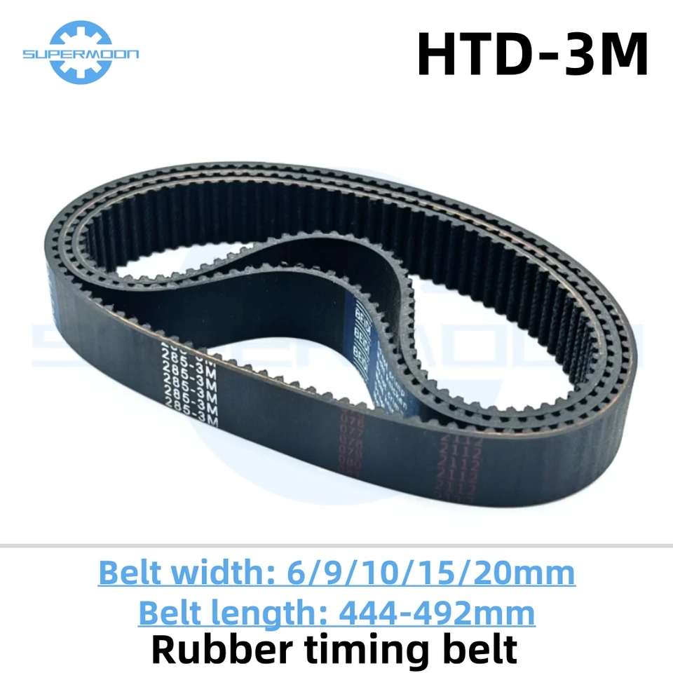 HTD 3M Dĺžka časovacieho pásu 444 447 450 453 456 459 462 465 468 471 474 477 480 483 486 489 492 mm šírka 6-20 mm prenosový pás