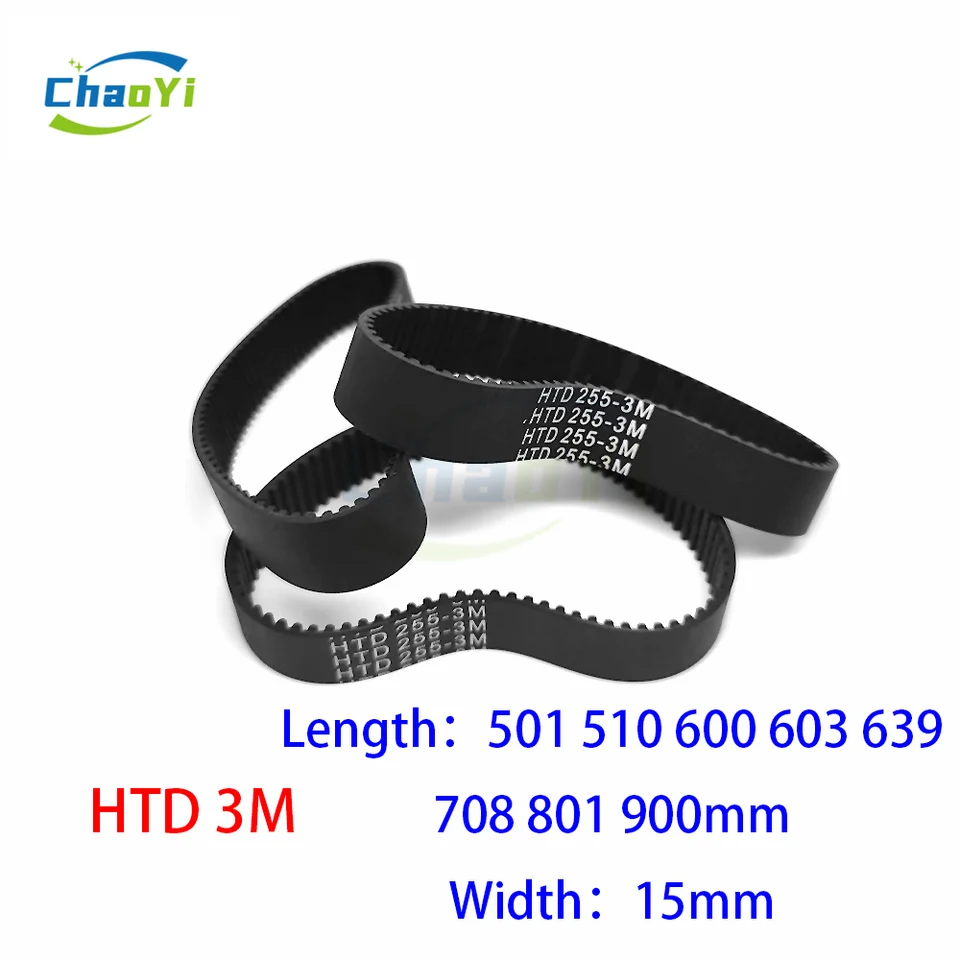 HTD 3M Uzatvorená slučka Dĺžka rozstupu Guming Guming Dĺžka rozstupu 501 510 600 639 639 708 801 900 mmm šírka 15 mm 501-3m 600-3M 603-3M 639-3M