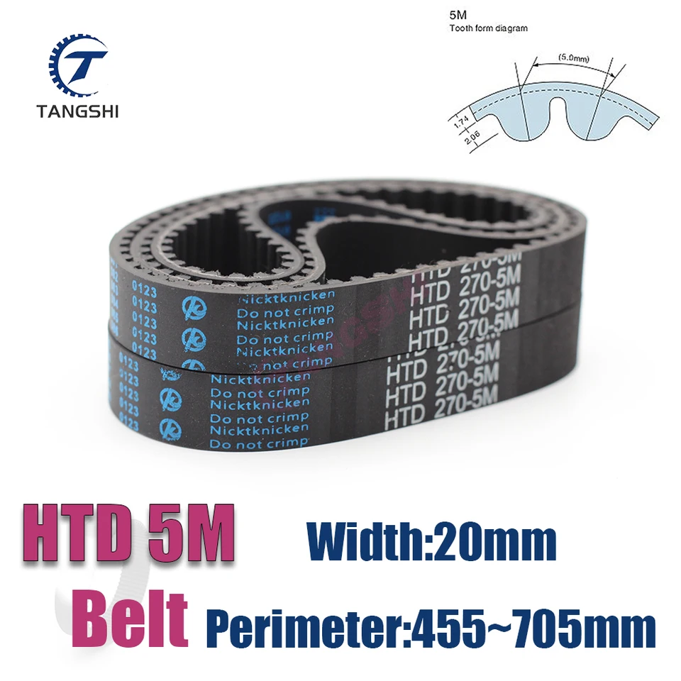 HTD 5M GUMA Uzavretá slučka Časový remeň šírka 20 mm dĺžka 460 500 510 520 525 550 575 600 630 635 640 645 670 675 680 685 ~ 705 mm