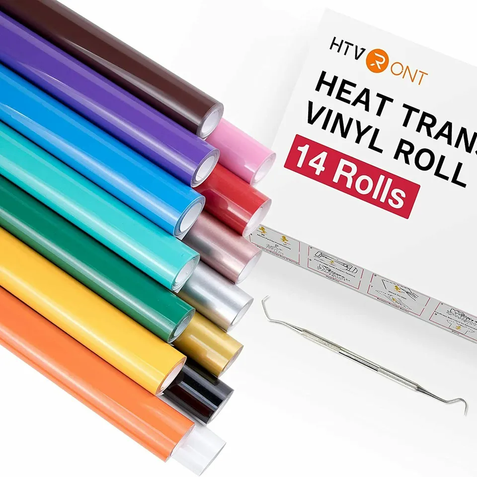 HtvRont 14 Pack 12x3ft/30x90cm PU Transfer vinyl rolka pre tričko Cricut tlač
